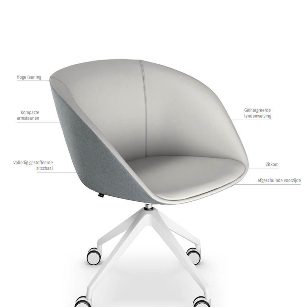 Sedus on spot cosy - Ergonomische Thuiswerk Fauteuil - Lichtgrijs-Wit