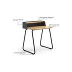 Sedus Secretair Home - Klein Thuiswerk Bureau - Zwart-Houtlook - 80 x 60 cm