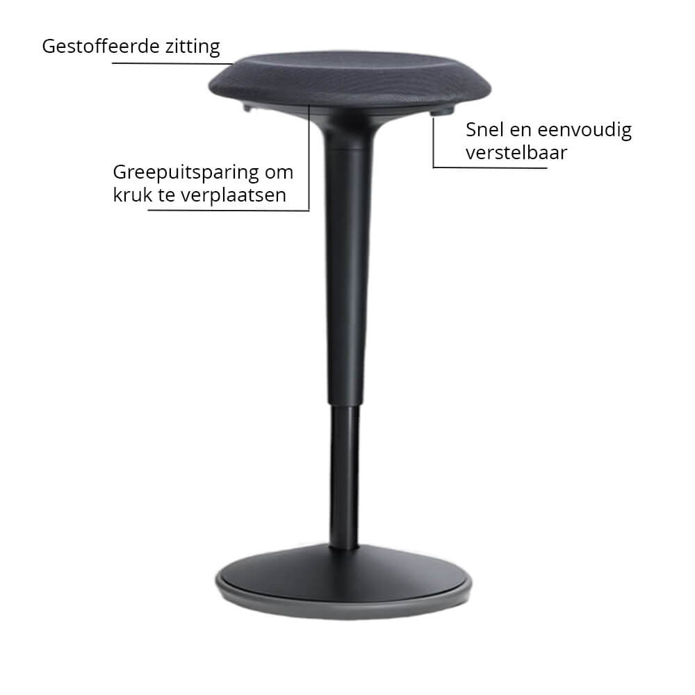 Sedus se:fit - Ergonomische Zit-Sta Kruk - Zwart