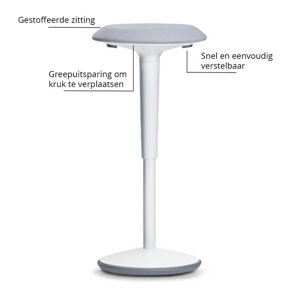 Sedus se:fit - Ergonomische Zit-Sta Kruk - Wit-Lichtgrijs